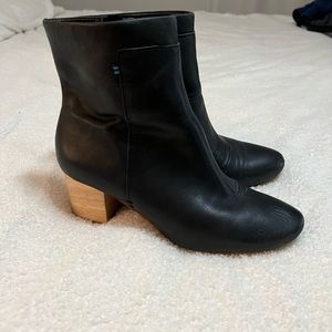 TOMS black leather boot with wooden heel